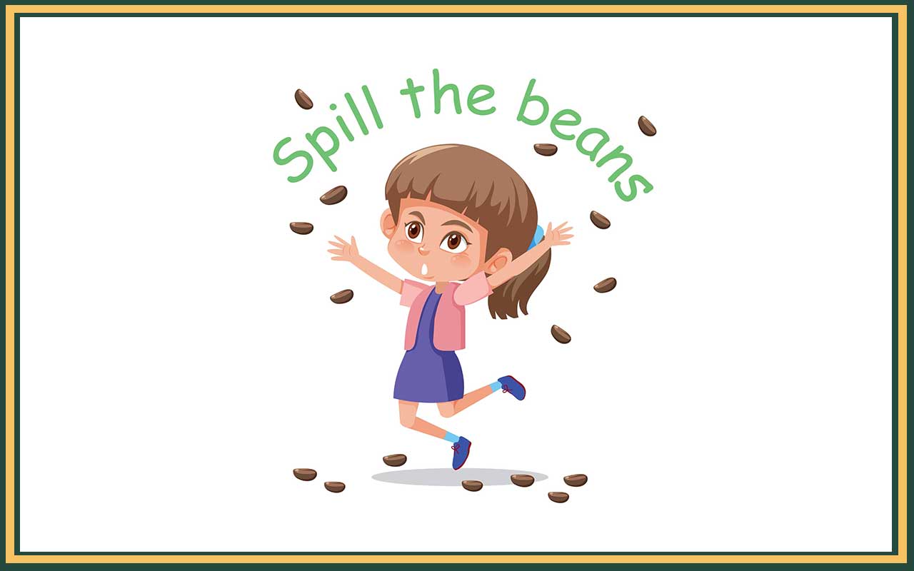 Types of English Expressions 5 Image of a girl that has spill the beans as an example of a cliché
