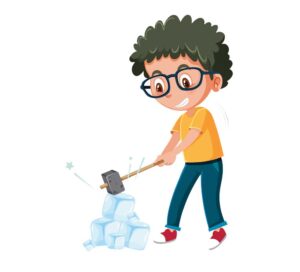boy with hammer break the ice idiom representation