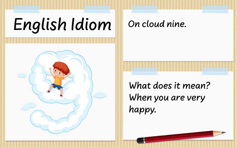 on cloud nine example of a cloud idioms with boy on a 9 shaped cloud