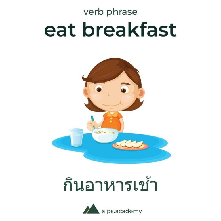 verb phrase eat breakfast in english and thai
