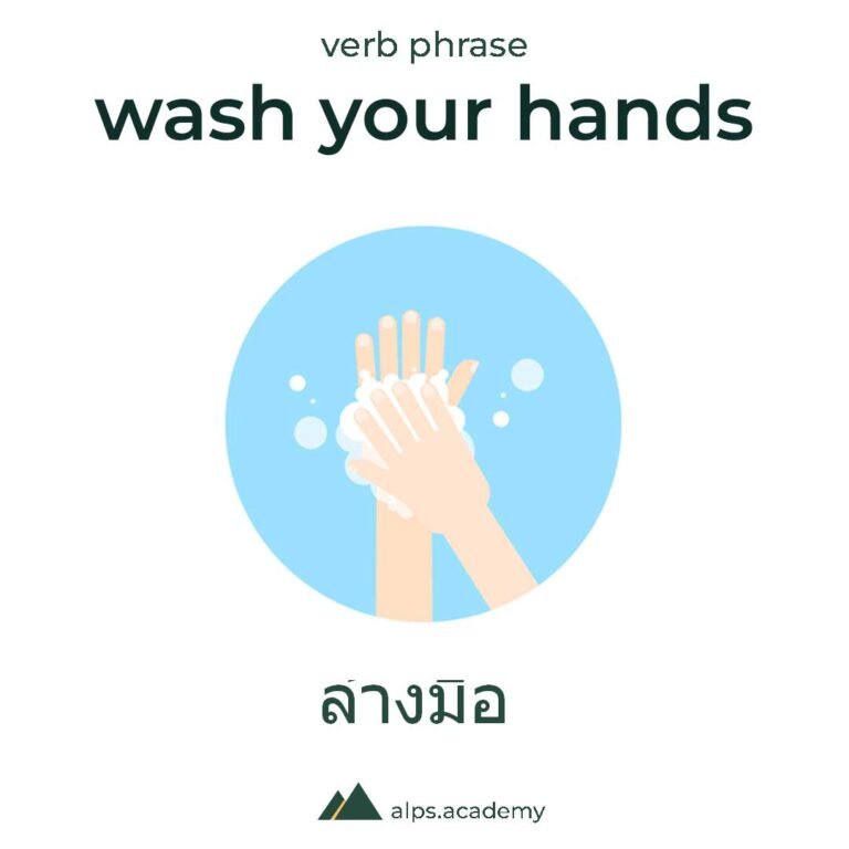verb phrase wash your hands in english and thai