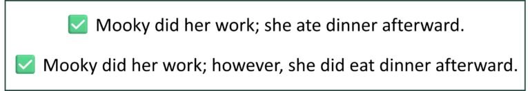 SAT linked clauses with independent clauses and semicolon example