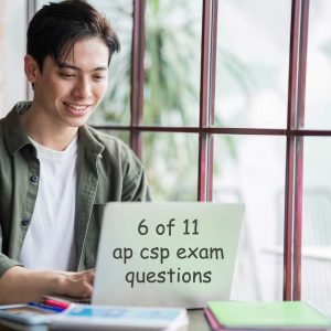 student studying on laptop with ap csp exam question types
