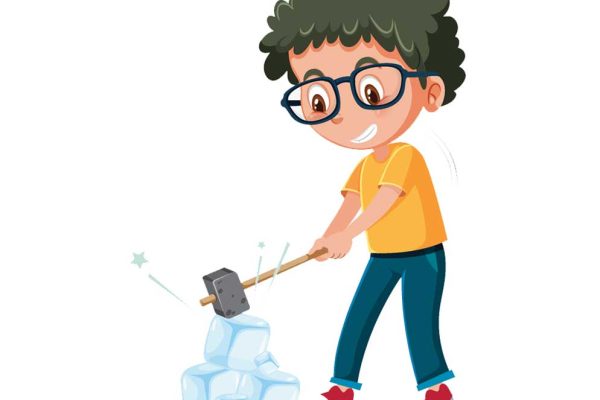 boy with hammer break the ice idiom representation