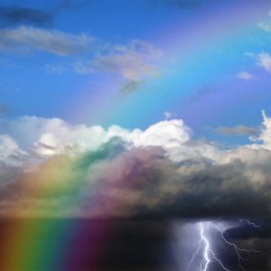 weatherIdioms weather idioms with clouds, lightening and a rainbow